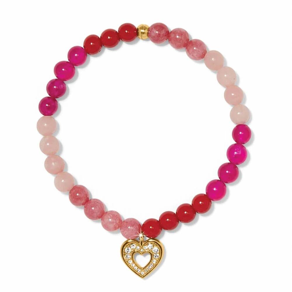 NEW BRIGHTON women's enchanting heart stretch bracelet in pink / gold